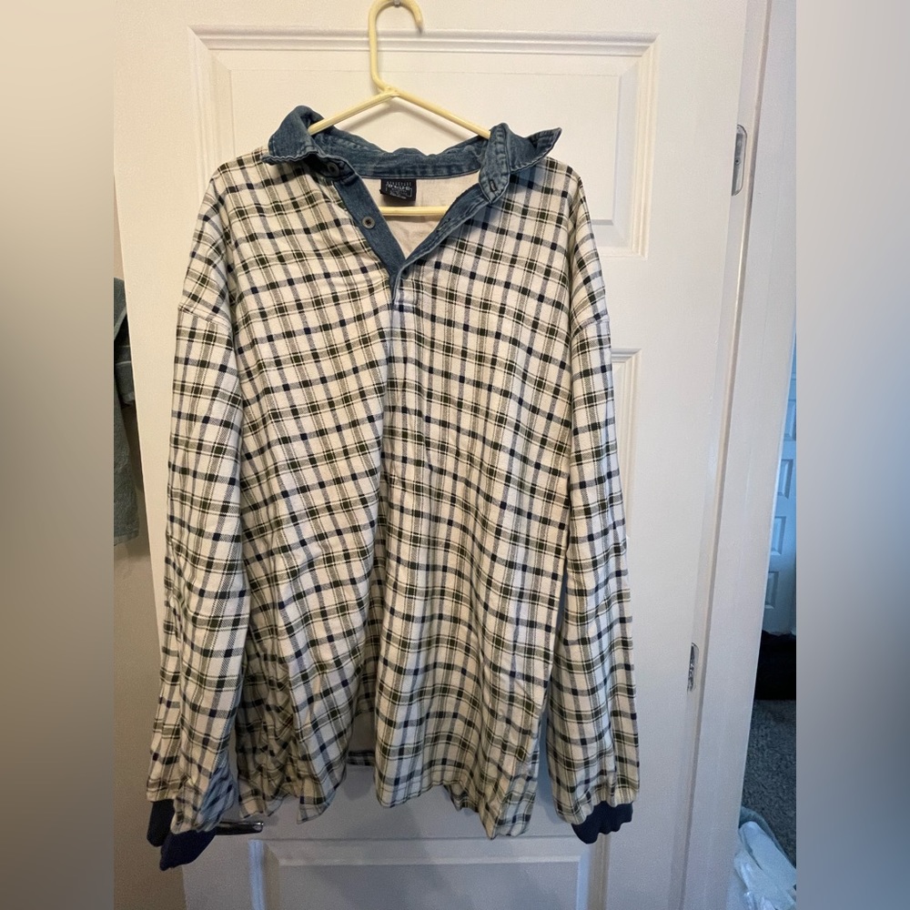 Plaid flannel long sleeve polo size XL